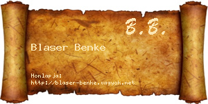 Blaser Benke névjegykártya